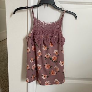 Lace and flower tank top